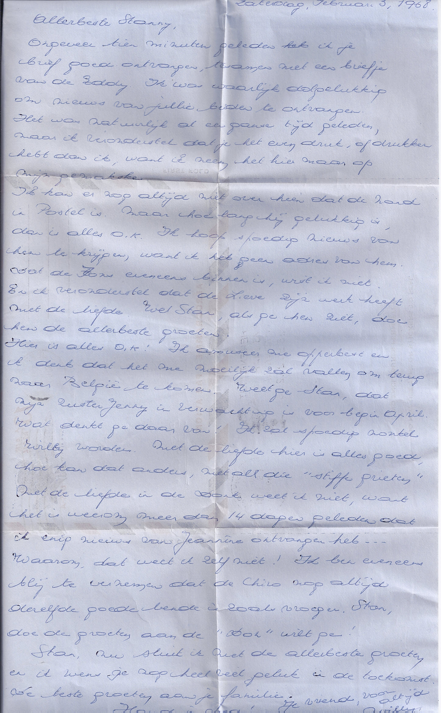 Brief van Willy Tomboy aan Stanny Schmidt